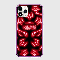 Чехол iPhone 11 Pro матовый Магическая битва светящиеся Знаки Сукуны, цвет: 3D-фиолетовый