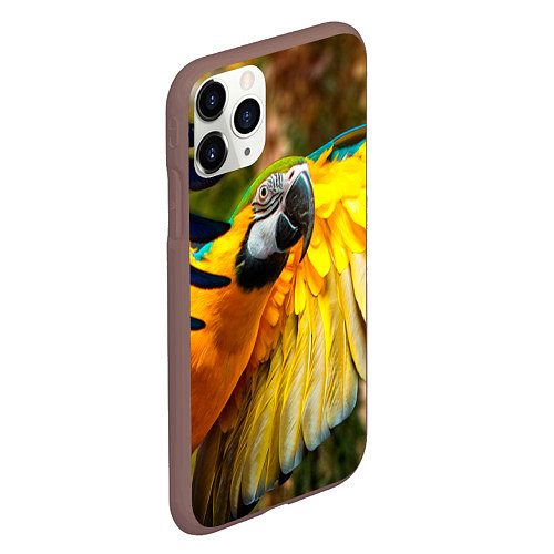 Чехол iPhone 11 Pro матовый Взлёт попугая / 3D-Коричневый – фото 2