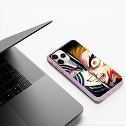 Чехол iPhone 11 Pro матовый Аказа и Ренгоку - клинок, цвет: 3D-розовый — фото 2