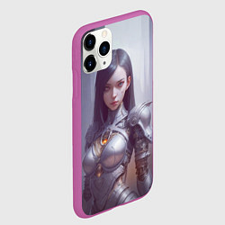 Чехол iPhone 11 Pro матовый Девушка киберпанк, цвет: 3D-фиолетовый — фото 2