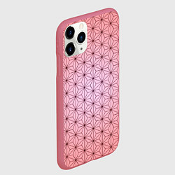Чехол iPhone 11 Pro матовый Нэдзуко Камадо узор кимоно, цвет: 3D-малиновый — фото 2