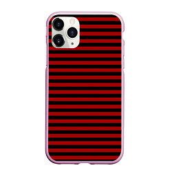 Чехол iPhone 11 Pro матовый Темно-красные полосы, цвет: 3D-розовый