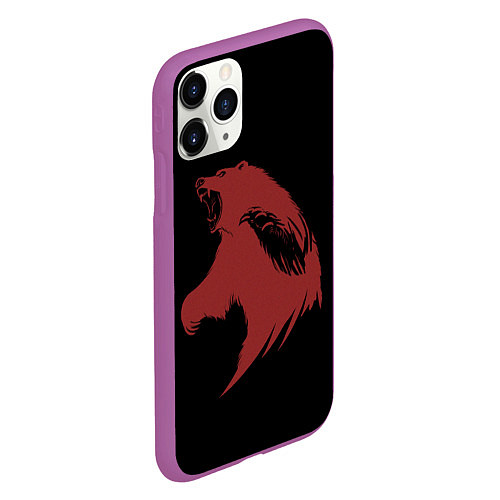 Чехол iPhone 11 Pro матовый Red bear / 3D-Фиолетовый – фото 2