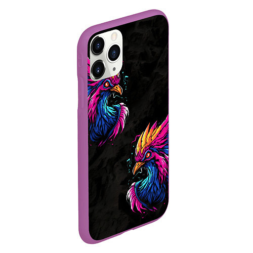 Чехол iPhone 11 Pro матовый Киберпанк Птица / 3D-Фиолетовый – фото 2