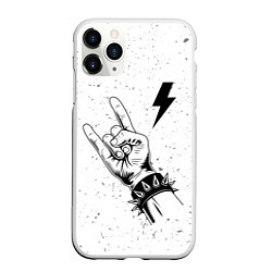 Чехол iPhone 11 Pro матовый AC DC и рок символ, цвет: 3D-белый