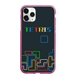 Чехол iPhone 11 Pro матовый Tetris neon, цвет: 3D-малиновый