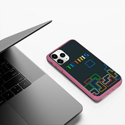 Чехол iPhone 11 Pro матовый Tetris neon, цвет: 3D-малиновый — фото 2