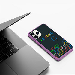 Чехол iPhone 11 Pro матовый Tetris neon, цвет: 3D-фиолетовый — фото 2