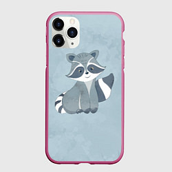 Чехол iPhone 11 Pro матовый Кроха енот, цвет: 3D-малиновый