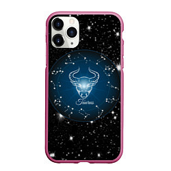 Чехол iPhone 11 Pro матовый Телец знак зодиака на звездном небе, цвет: 3D-малиновый