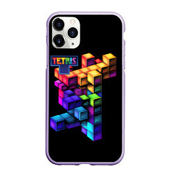 Чехол iPhone 11 Pro матовый Tetris game, цвет: 3D-светло-сиреневый