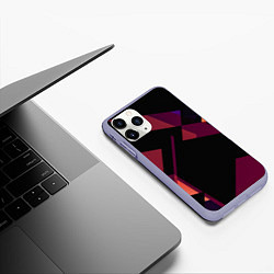 Чехол iPhone 11 Pro матовый Тёмно-розовые фигуры во тьме, цвет: 3D-светло-сиреневый — фото 2