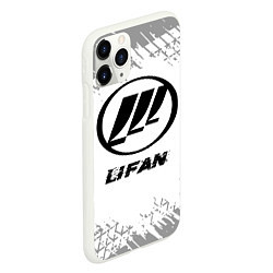 Чехол iPhone 11 Pro матовый Lifan speed на светлом фоне со следами шин, цвет: 3D-белый — фото 2