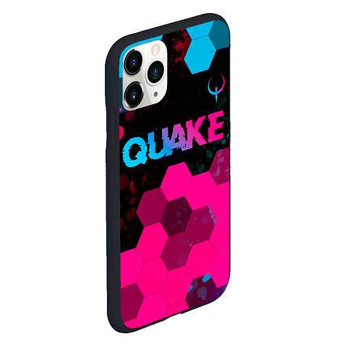 Чехол iPhone 11 Pro матовый Quake - neon gradient: символ сверху / 3D-Черный – фото 2