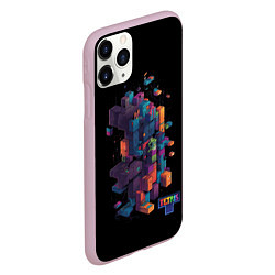 Чехол iPhone 11 Pro матовый Tetris abstract, цвет: 3D-розовый — фото 2