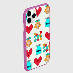 Чехол iPhone 11 Pro матовый Вакцина, пипюпи и сердце, цвет: 3D-фиолетовый — фото 2