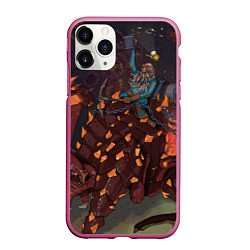 Чехол iPhone 11 Pro матовый Deep Rock Galactic Скаут верхом на монстре, цвет: 3D-малиновый