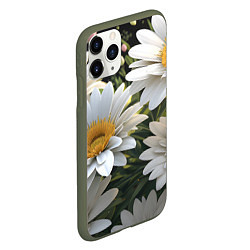 Чехол iPhone 11 Pro матовый Ромашки на лугу, цвет: 3D-темно-зеленый — фото 2