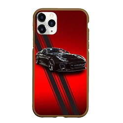 Чехол iPhone 11 Pro матовый Английский спортивный автомобиль Jaguar, цвет: 3D-коричневый