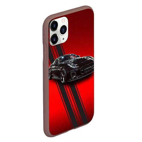 Чехол iPhone 11 Pro матовый Английский спортивный автомобиль Jaguar / 3D-Коричневый – фото 2
