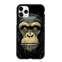 Чехол iPhone 11 Pro матовый Портрет обезьяны: арт нейросети, цвет: 3D-черный