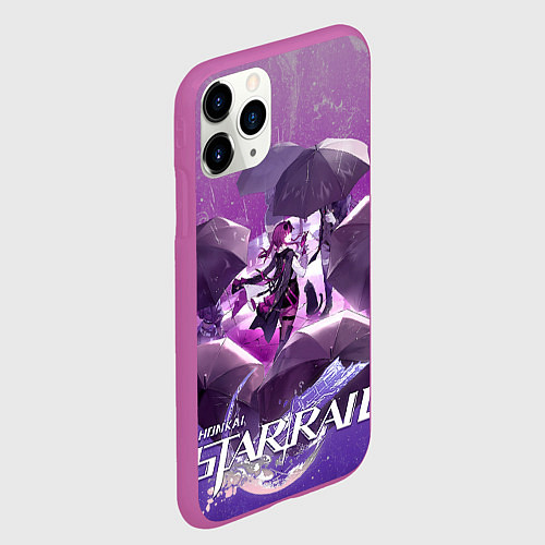 Чехол iPhone 11 Pro матовый Кафка под зонтом / 3D-Фиолетовый – фото 2