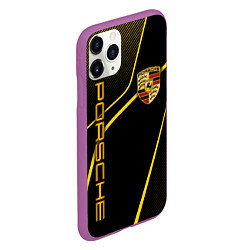 Чехол iPhone 11 Pro матовый Porsche - Gold line, цвет: 3D-фиолетовый — фото 2