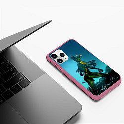 Чехол iPhone 11 Pro матовый Subnautica русалка, цвет: 3D-малиновый — фото 2