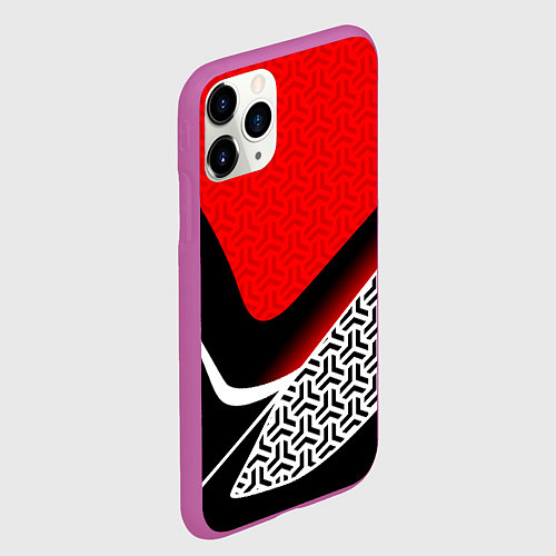 Чехол iPhone 11 Pro матовый Геометрическая униформа - красная / 3D-Фиолетовый – фото 2