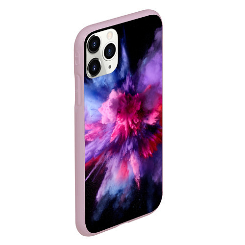 Чехол iPhone 11 Pro матовый Фиолетовый с белым паттерн / 3D-Розовый – фото 2