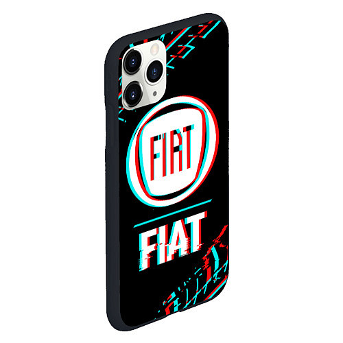 Чехол iPhone 11 Pro матовый Значок Fiat в стиле glitch на темном фоне / 3D-Черный – фото 2