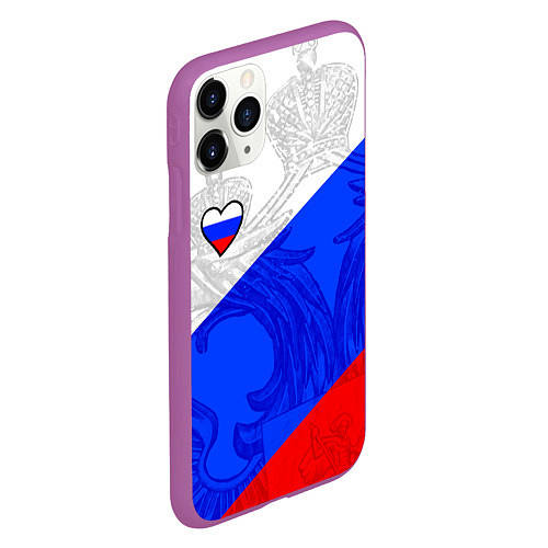 Чехол iPhone 11 Pro матовый Сердечко - Россия / 3D-Фиолетовый – фото 2