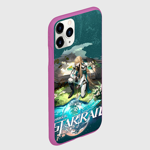 Чехол iPhone 11 Pro матовый Лоча Хонкай Стар Рейл / 3D-Фиолетовый – фото 2