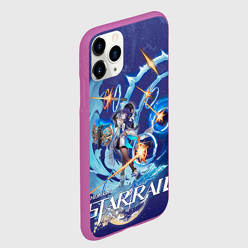 Чехол iPhone 11 Pro матовый Пела Хонкай Стар Рейл / 3D-Фиолетовый – фото 2