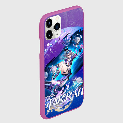 Чехол iPhone 11 Pro матовый Серебряный Волк Хонкай Стар Рейл / 3D-Фиолетовый – фото 2