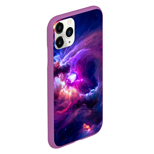 Чехол iPhone 11 Pro матовый Небула в космосе в фиолетовых тонах - нейронная се / 3D-Фиолетовый – фото 2