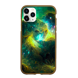Чехол iPhone 11 Pro матовый Небула в космосе в зеленых тонах - нейронная сеть, цвет: 3D-коричневый