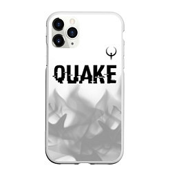 Чехол iPhone 11 Pro матовый Quake glitch на светлом фоне: символ сверху, цвет: 3D-белый