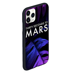Чехол iPhone 11 Pro матовый Thirty Seconds to Mars neon monstera, цвет: 3D-черный — фото 2