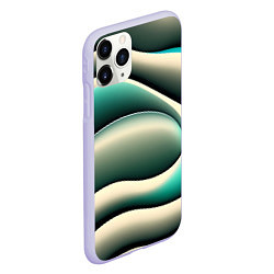 Чехол iPhone 11 Pro матовый Зеленая плавная волна, цвет: 3D-светло-сиреневый — фото 2