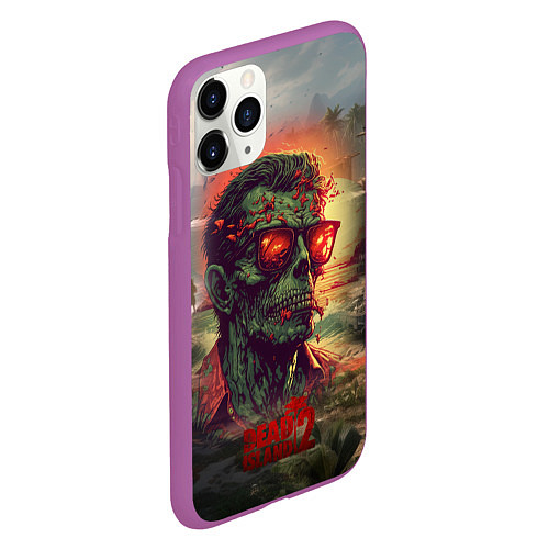 Чехол iPhone 11 Pro матовый Dead island 2 zombie / 3D-Фиолетовый – фото 2