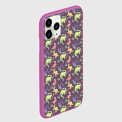 Чехол iPhone 11 Pro матовый Динозавры паттерн, цвет: 3D-фиолетовый — фото 2