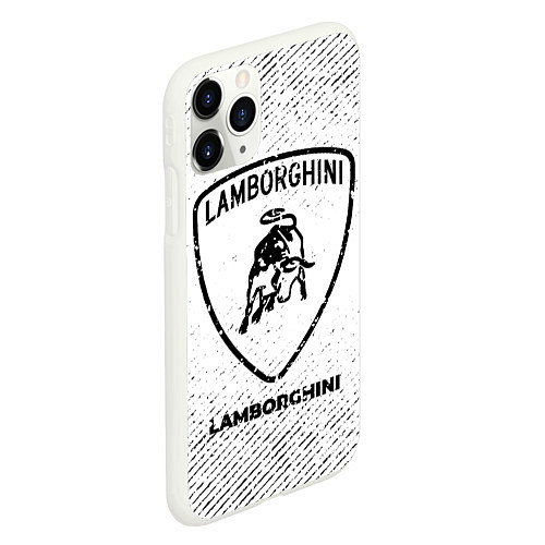 Чехол iPhone 11 Pro матовый Lamborghini с потертостями на светлом фоне / 3D-Белый – фото 2