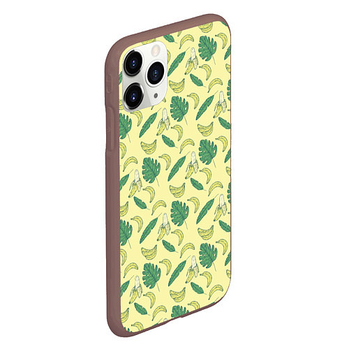 Чехол iPhone 11 Pro матовый Бананы паттерн / 3D-Коричневый – фото 2