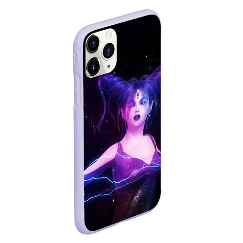 Чехол iPhone 11 Pro матовый Ведьма с голубыми и розовыми молниями / 3D-Светло-сиреневый – фото 2