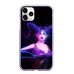 Чехол iPhone 11 Pro матовый Ведьма с голубыми и розовыми молниями, цвет: 3D-светло-сиреневый