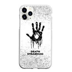 Чехол iPhone 11 Pro матовый Death Stranding с потертостями на светлом фоне, цвет: 3D-белый