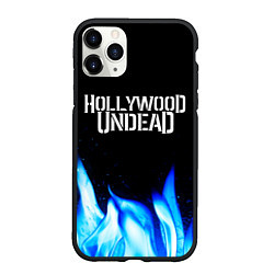 Чехол iPhone 11 Pro матовый Hollywood Undead blue fire, цвет: 3D-черный