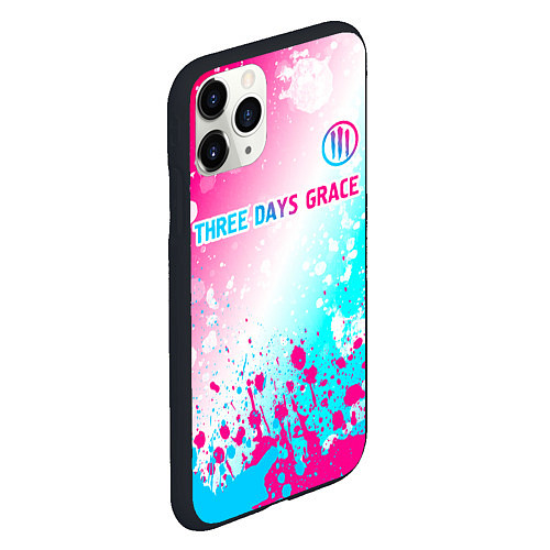 Чехол iPhone 11 Pro матовый Three Days Grace neon gradient style: символ сверх / 3D-Черный – фото 2