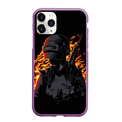 Чехол iPhone 11 Pro матовый PUBG огонь, цвет: 3D-фиолетовый